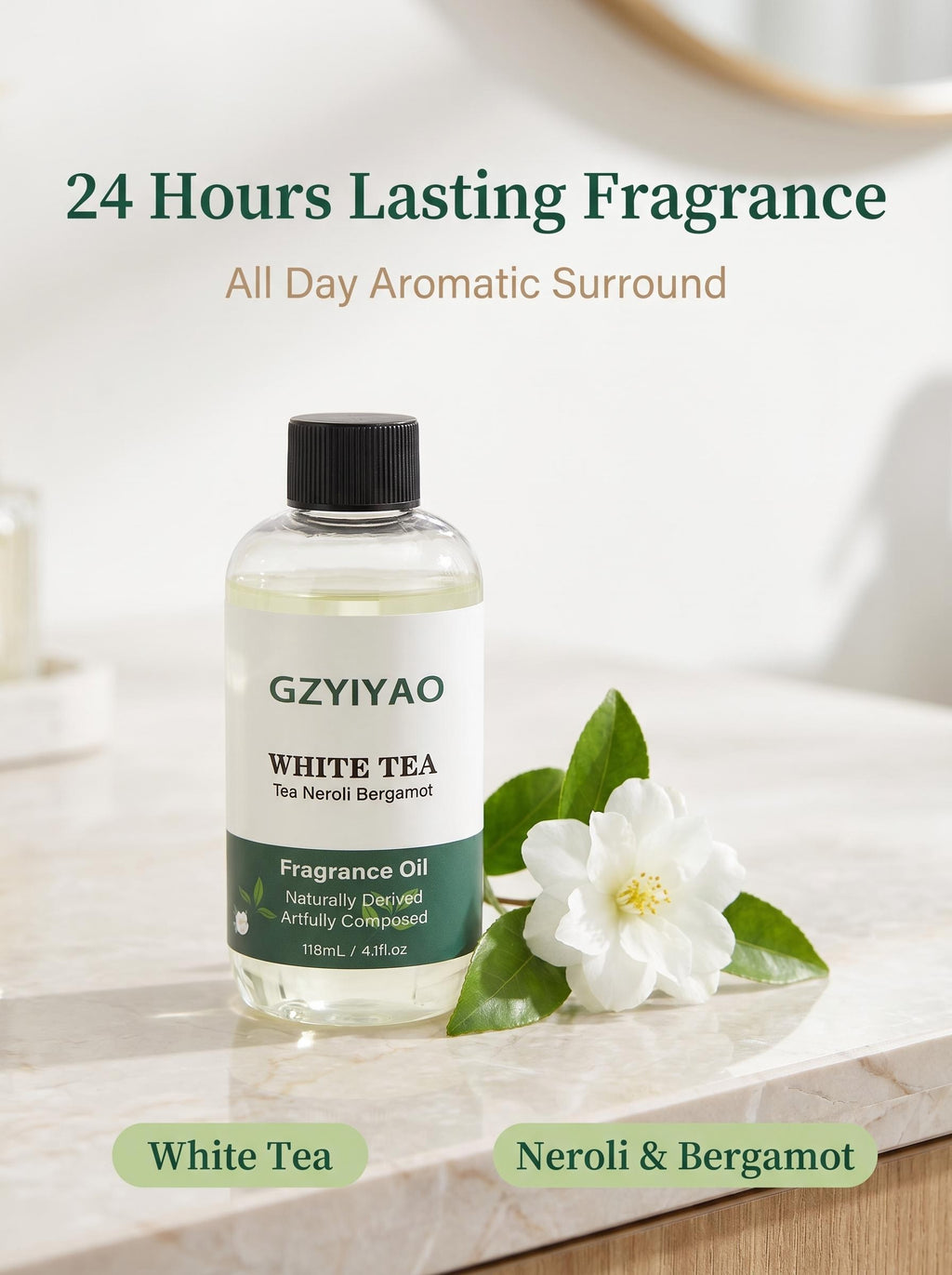 White Tea Essential Oil Refill 4.1 fl oz – For Diffusers & Massage