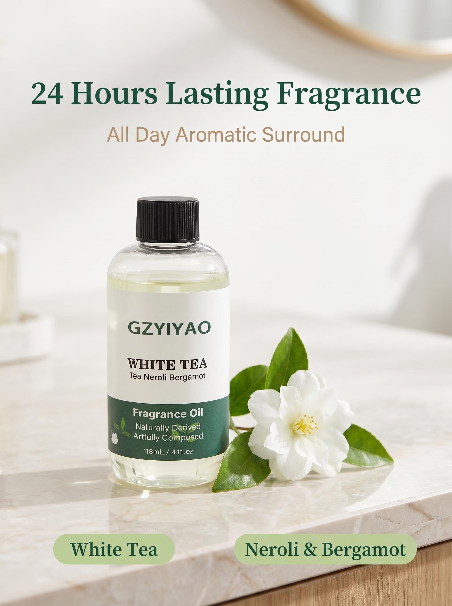 White Tea Essential Oil Refill 4.1 fl oz – For Diffusers & Massage