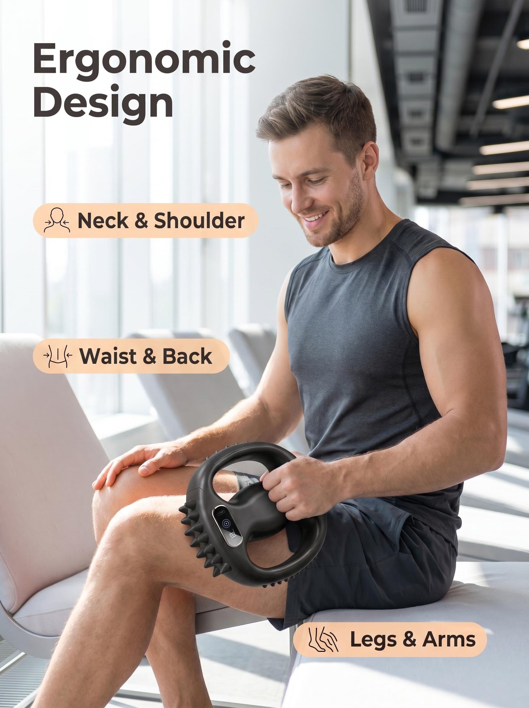 2026 New R10 Mini Fascia Ring, Adjustable Strap Cordless Massager for Waist & Back