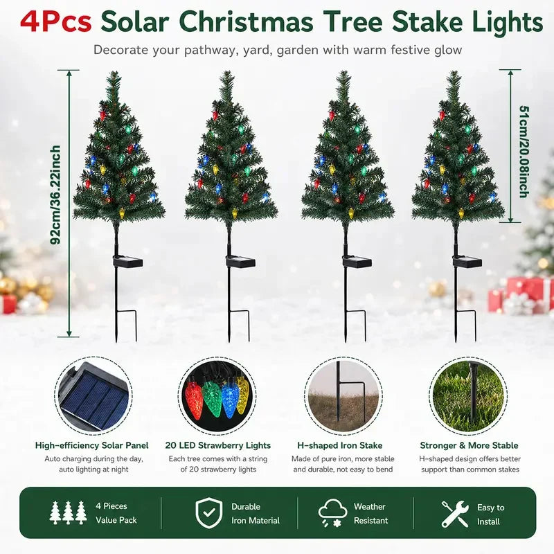 Free Express Shipping – Waterproof Solar LED Christmas Tree Pathway Lights Set