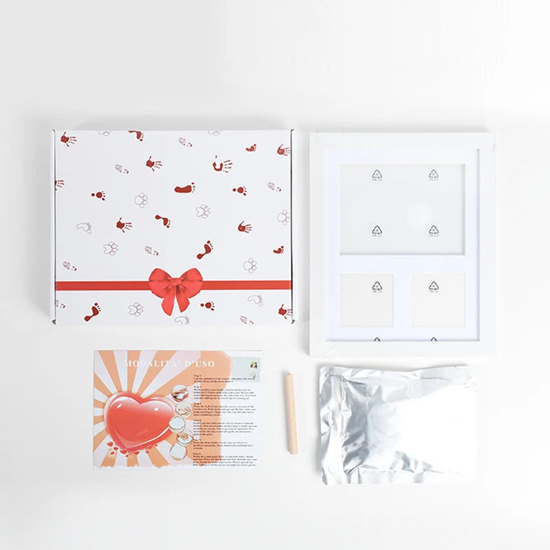 🐾Free Express Shipping – DIY keepsake set for pet paw prints – wooden frame, soft clay, and space for a photo – preserve a cherished memory forever 🖼️🐱