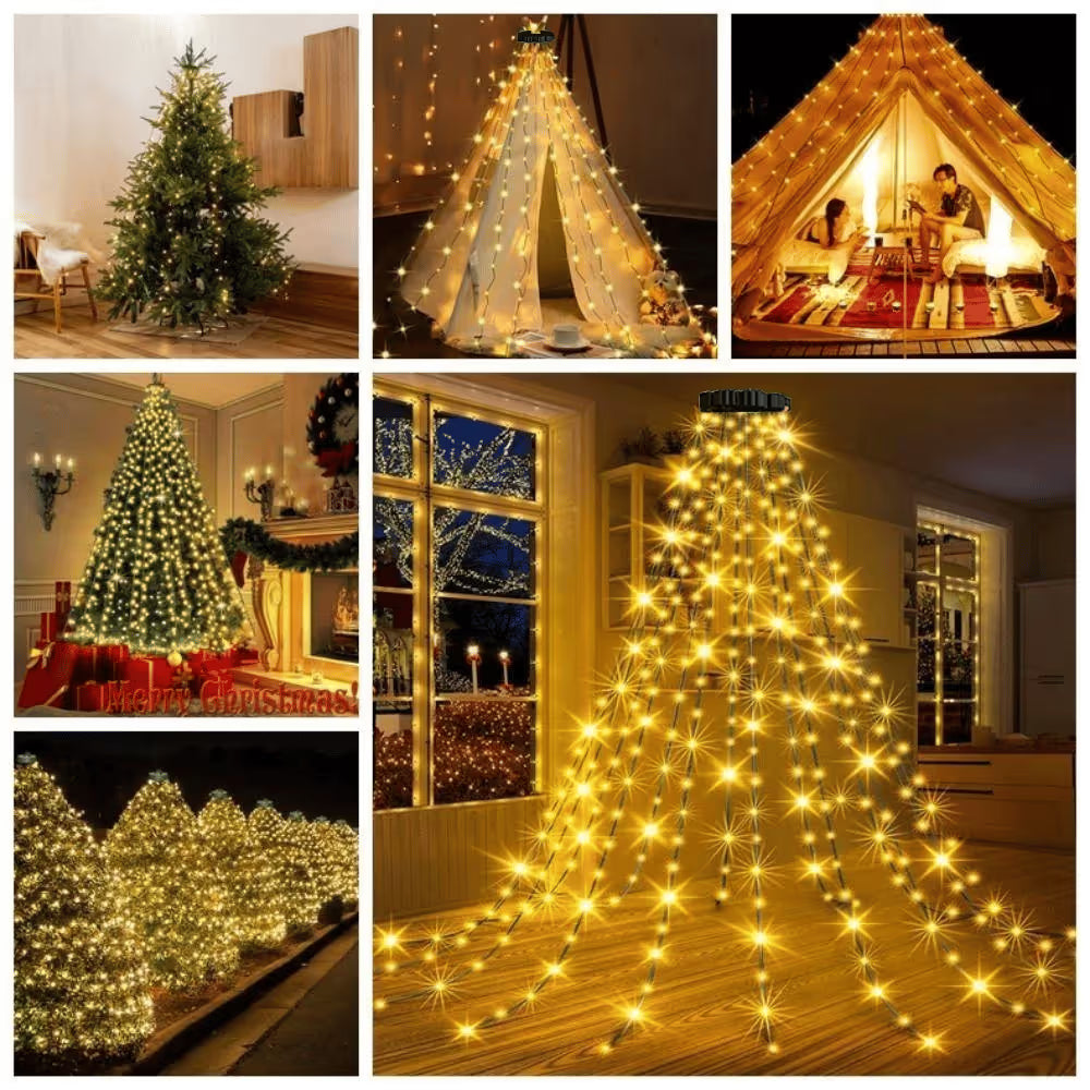 🎄🔥Waterproof Christmas Tree Waterfall Lights with Ring - ✨Quick Setup, 8 Modes– Free Express Shipping