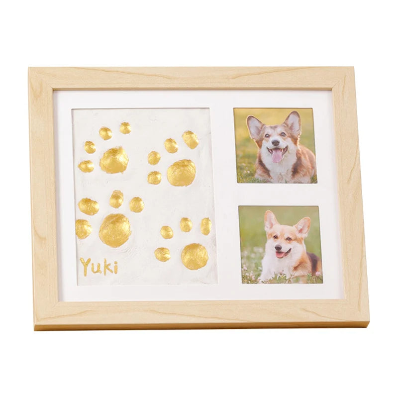 🐾Free Express Shipping – DIY keepsake set for pet paw prints – wooden frame, soft clay, and space for a photo – preserve a cherished memory forever 🖼️🐱