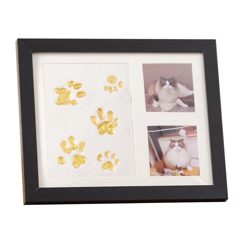 🐾Free Express Shipping – DIY keepsake set for pet paw prints – wooden frame, soft clay, and space for a photo – preserve a cherished memory forever 🖼️🐱