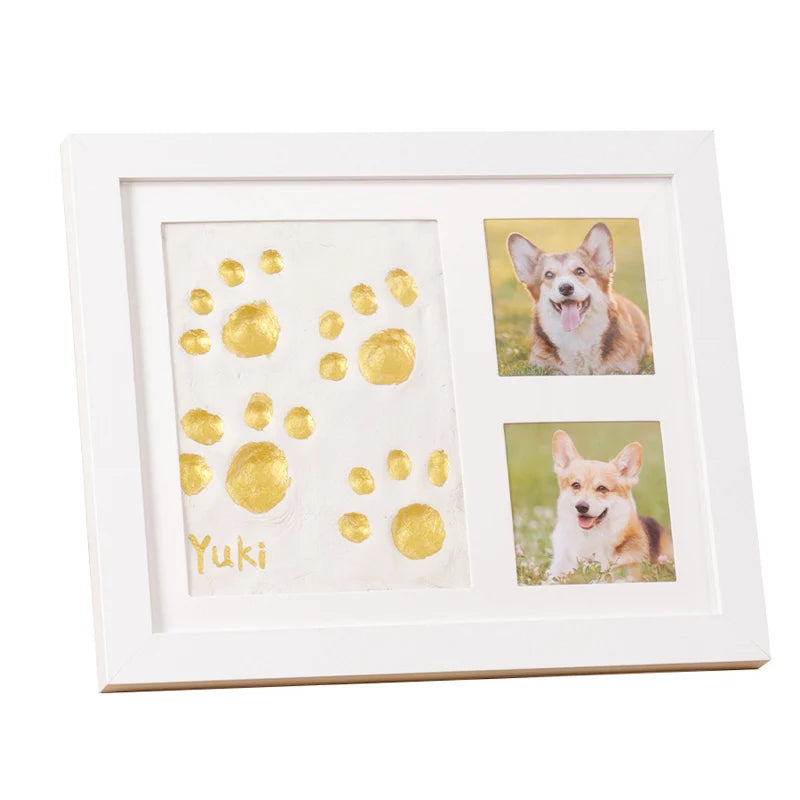 🐾Free Express Shipping – DIY keepsake set for pet paw prints – wooden frame, soft clay, and space for a photo – preserve a cherished memory forever 🖼️🐱