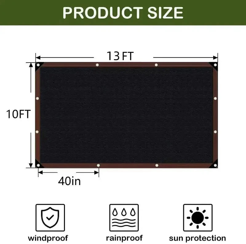 Free Express Shipping – 90% Blackout Sun Shade Cloth - Heavy-Duty UV-Resistant Mesh Net with Grommets