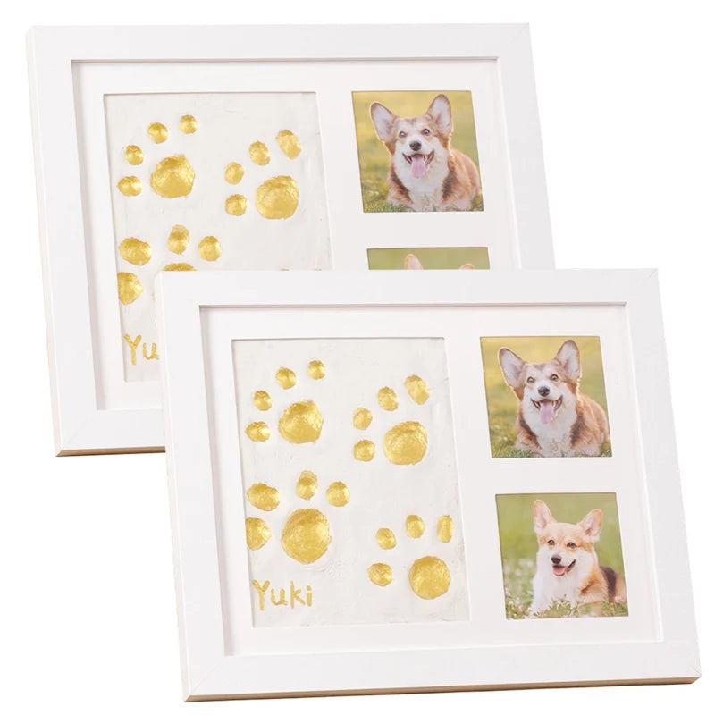 🐾Free Express Shipping – DIY keepsake set for pet paw prints – wooden frame, soft clay, and space for a photo – preserve a cherished memory forever 🖼️🐱