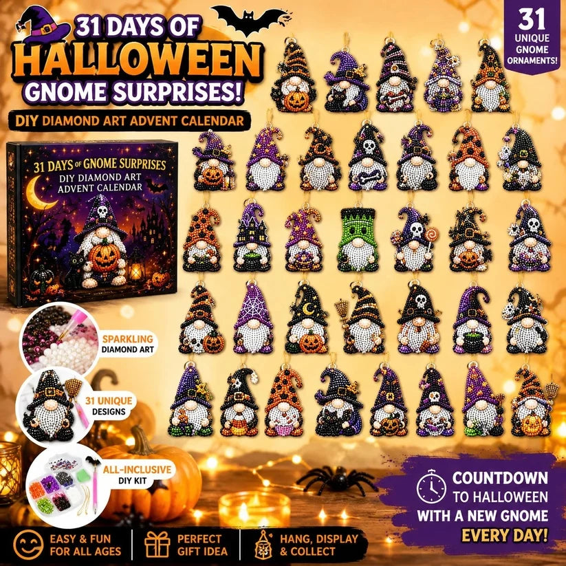 🎃✨ 31 Days of Gnome Surprises Halloween Diamond Painting Advent Calendar – Free Express Shipping
