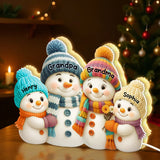 Free Shipping! Personalized Snowman Family Light Box - Christmas Gift for Grandparents (10 Inch)
