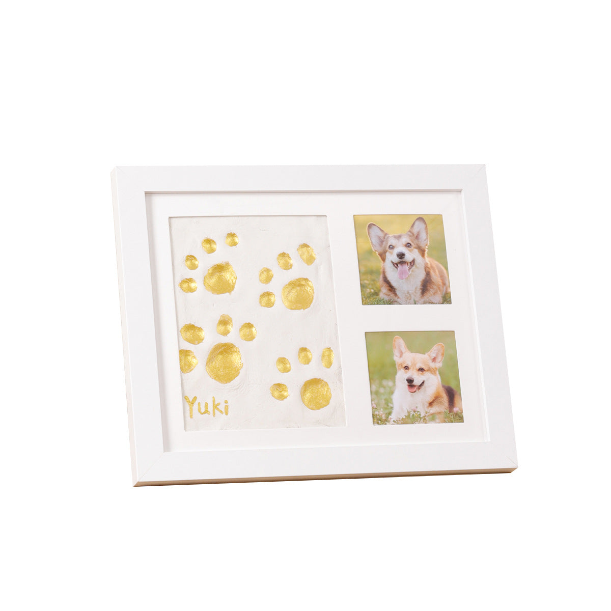 🐾Free Express Shipping – DIY keepsake set for pet paw prints – wooden frame, soft clay, and space for a photo – preserve a cherished memory forever 🖼️🐱