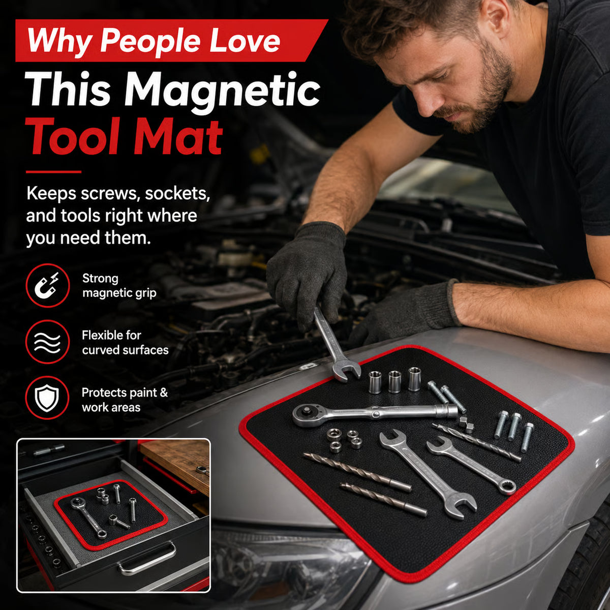 🧲 Flexible Magnetic Tool Mat – Free Express Shipping
