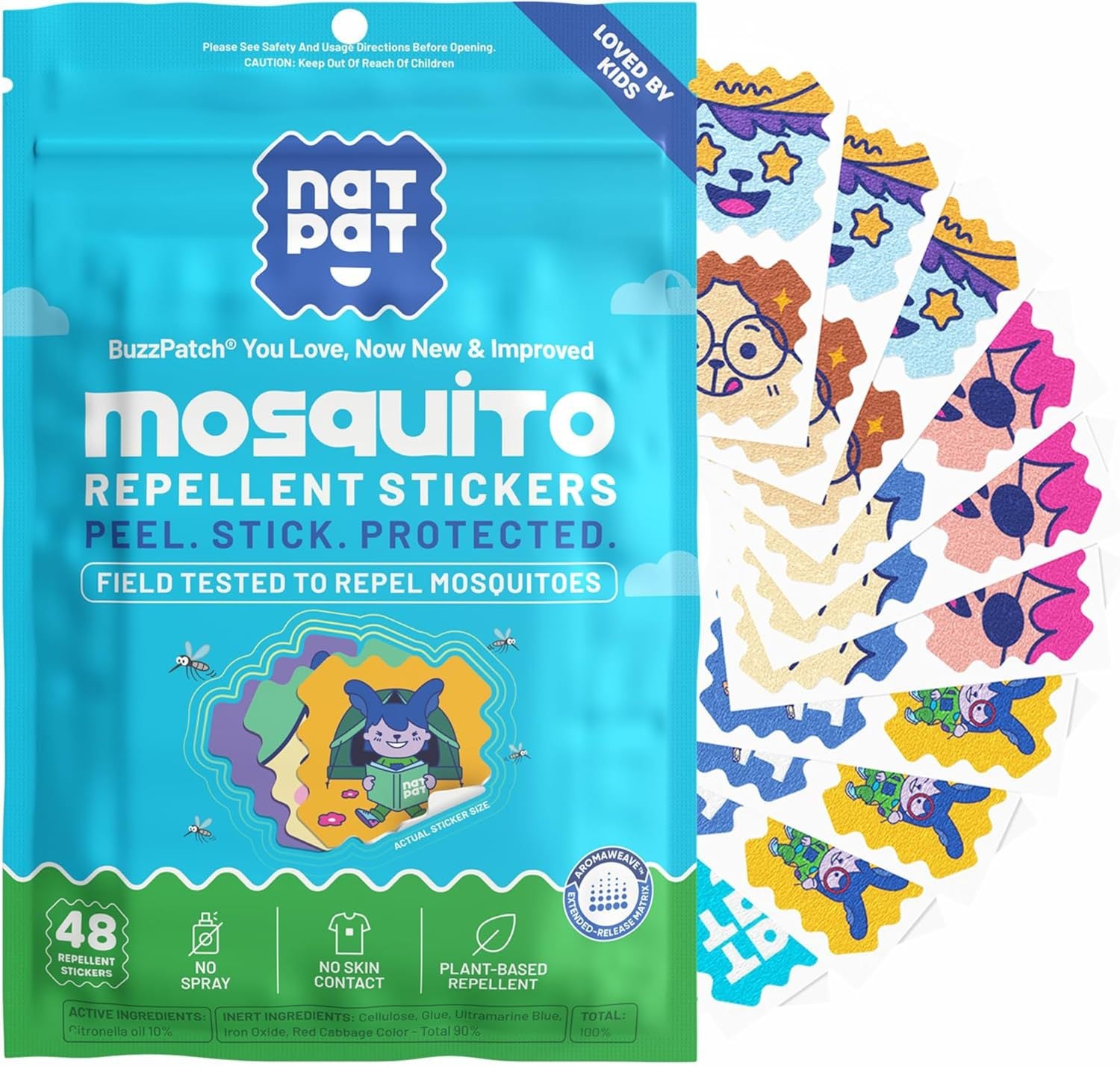 Must-Have for Family Camping & Outdoor Trips | 20 Pack Large Family Size Natural Mosquito Stickers