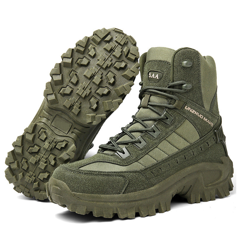 Men's Tactical Combat Boots | Non-Slip Wearproof High Tops for Hiking & Training — Free Socks Included