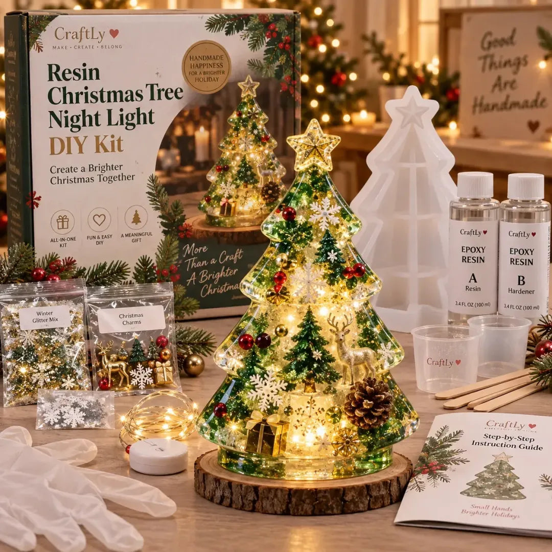 Free Express Shipping –DIY Resin Christmas Tree Night Light Kit — Beginner-Friendly, Complete Set