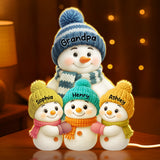 Free Shipping! Personalized Snowman Family Light Box - Christmas Gift for Grandparents (10 Inch)