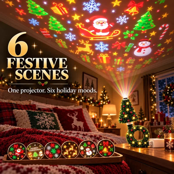 Free Express Shipping – USB Christmas Projection Lamp with 6 Festive Scenes