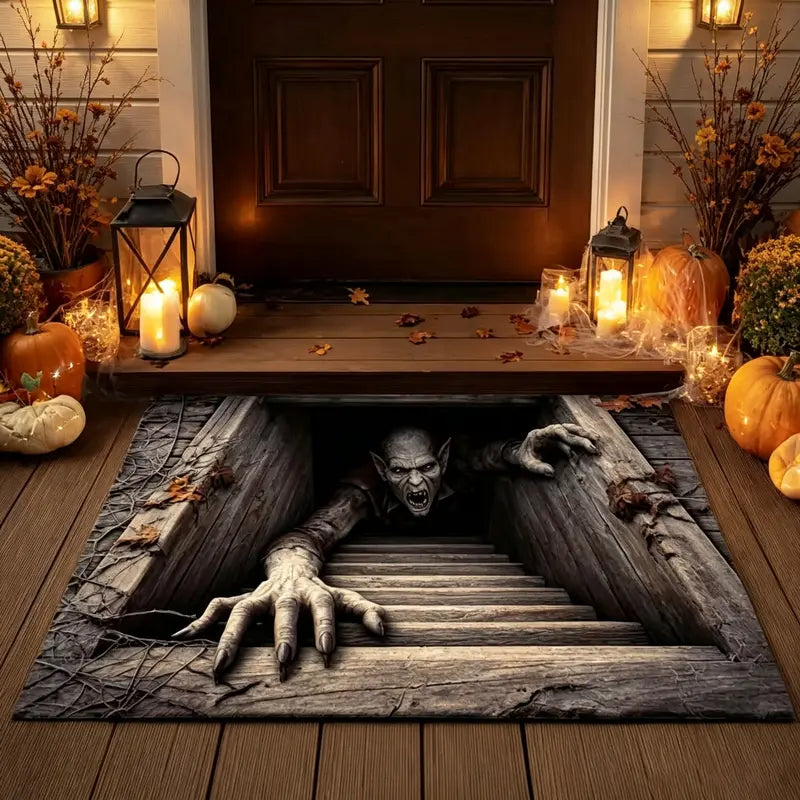 Festive 3D Visual Skull &Clown Horror Rug