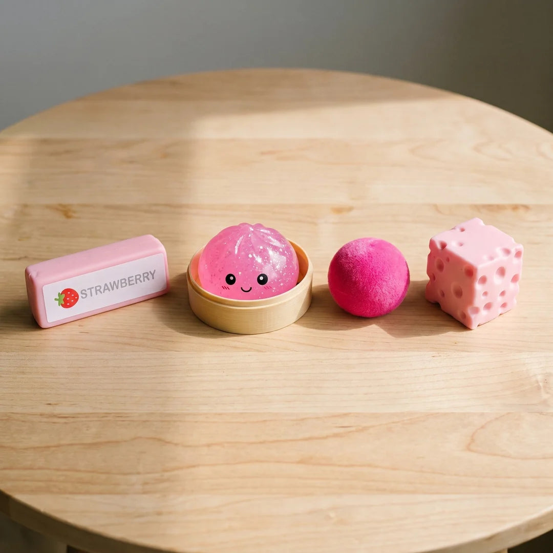 Free Express Shipping– Pink Squishy Fun Box, 4-Piece Sensory Set