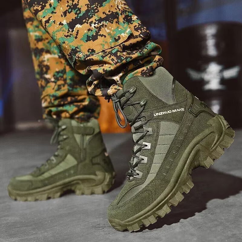 Men's Tactical Combat Boots | Non-Slip Wearproof High Tops for Hiking & Training — Free Socks Included