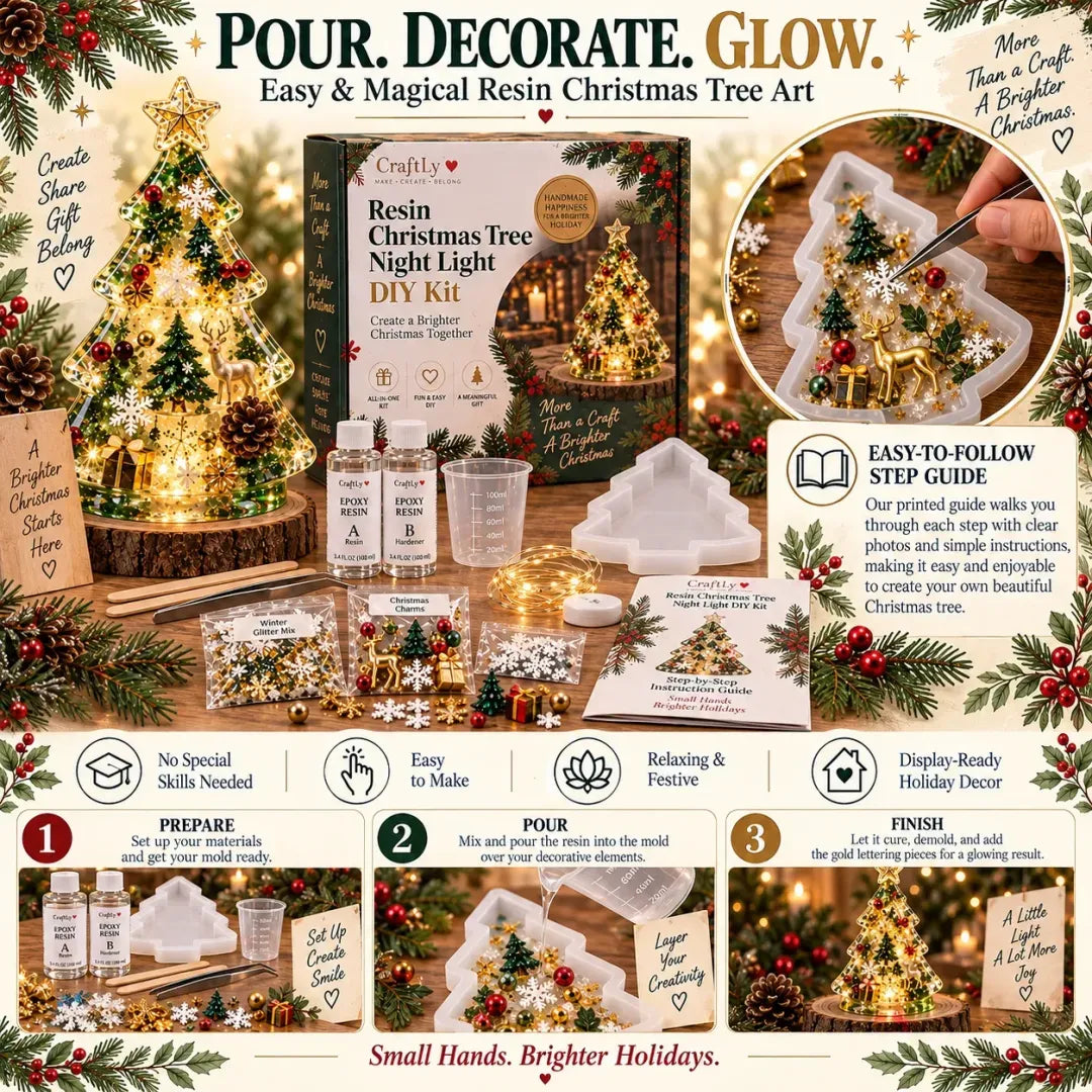 Free Express Shipping –DIY Resin Christmas Tree Night Light Kit — Beginner-Friendly, Complete Set