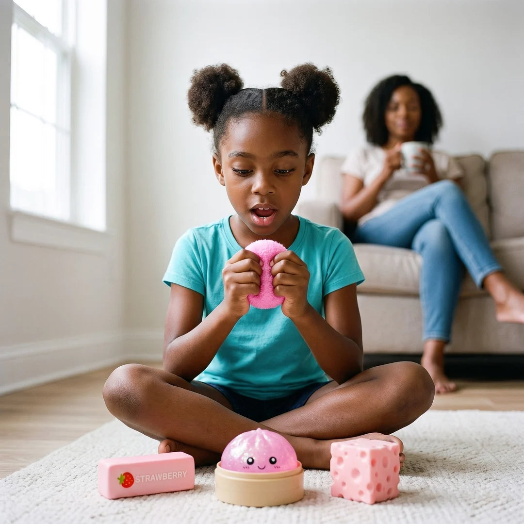 Free Express Shipping– Pink Squishy Fun Box, 4-Piece Sensory Set