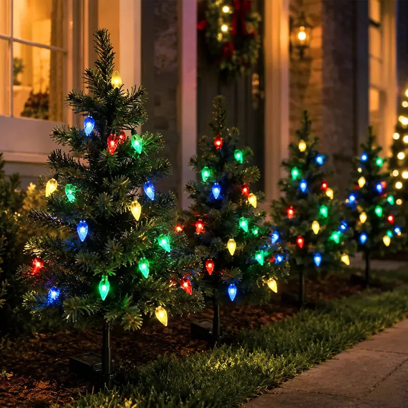 Free Express Shipping – Waterproof Solar LED Christmas Tree Pathway Lights Set