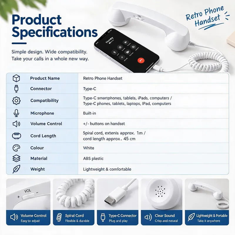 Free Express Shipping – Reduce Radiation & Talk in Style — Retro Phone Handset for iPhone & Android
