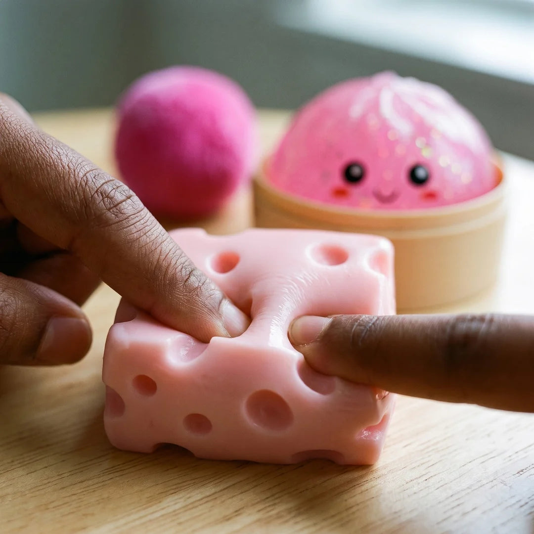 Free Express Shipping– Pink Squishy Fun Box, 4-Piece Sensory Set