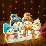 Free Shipping! Personalized Snowman Family Light Box - Christmas Gift for Grandparents (10 Inch)