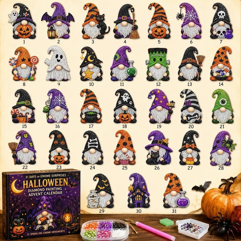 🎃✨ 31 Days of Gnome Surprises Halloween Diamond Painting Advent Calendar – Free Express Shipping