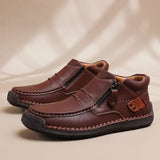 Men’s Handmade Premium Leather Slip-On Driving Boots – Wide Toe, Arch Support