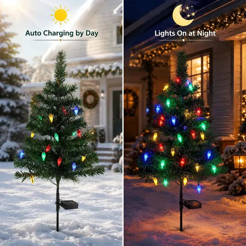 Free Express Shipping – Waterproof Solar LED Christmas Tree Pathway Lights Set