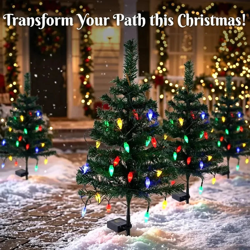 Free Express Shipping – Waterproof Solar LED Christmas Tree Pathway Lights Set