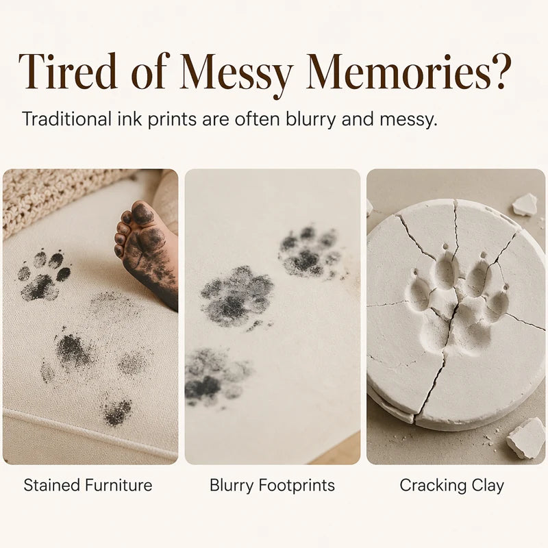 🐾Free Express Shipping – DIY keepsake set for pet paw prints – wooden frame, soft clay, and space for a photo – preserve a cherished memory forever 🖼️🐱