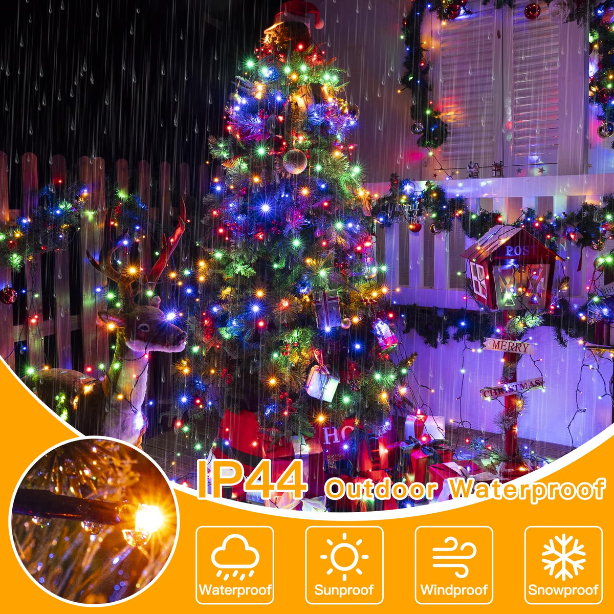 🎄🔥Waterproof Christmas Tree Waterfall Lights with Ring - ✨Quick Setup, 8 Modes– Free Express Shipping