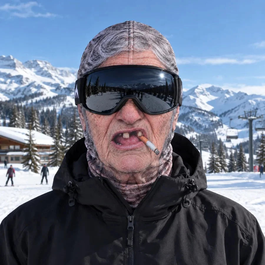 😂 Funny Old Man Ski Mask – Realistic Winter Balaclava for Skiing, Snowboarding & Gag Gifts – Free Express Shipping