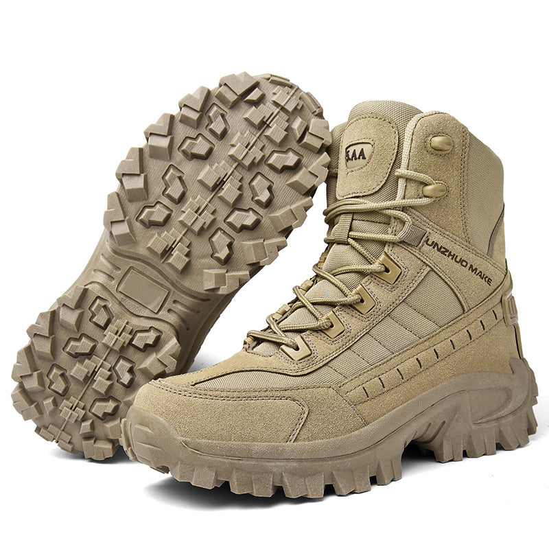 Men's Tactical Combat Boots | Non-Slip Wearproof High Tops for Hiking & Training — Free Socks Included