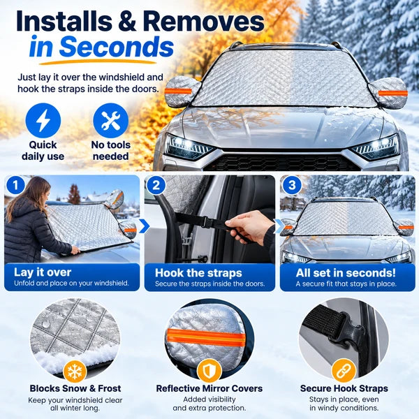 🚗☀️❄️ Windshield sun and snow protection – Universal, Premium quality ✨