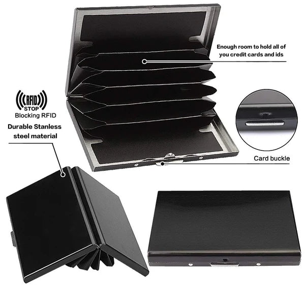 RFID Blocking Metal Card Holder, Ultra Slim Stainless Steel Business Credit Card Case 💳