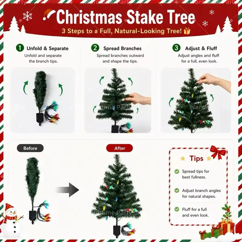 Free Express Shipping – Waterproof Solar LED Christmas Tree Pathway Lights Set