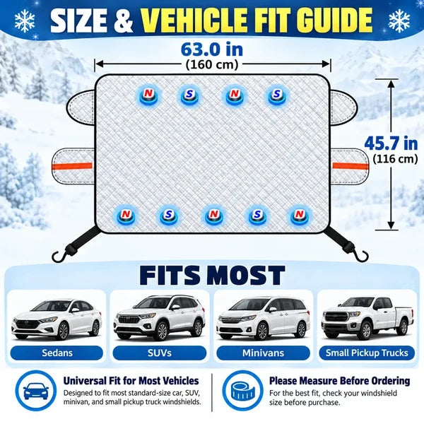 🚗☀️❄️ Windshield sun and snow protection – Universal, Premium quality ✨