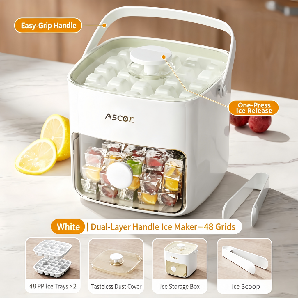🔥 Limited-time offer: Push-button ice cube tray, ice ball mould, large-capacity ice storage tray, food-grade ice tray for home use