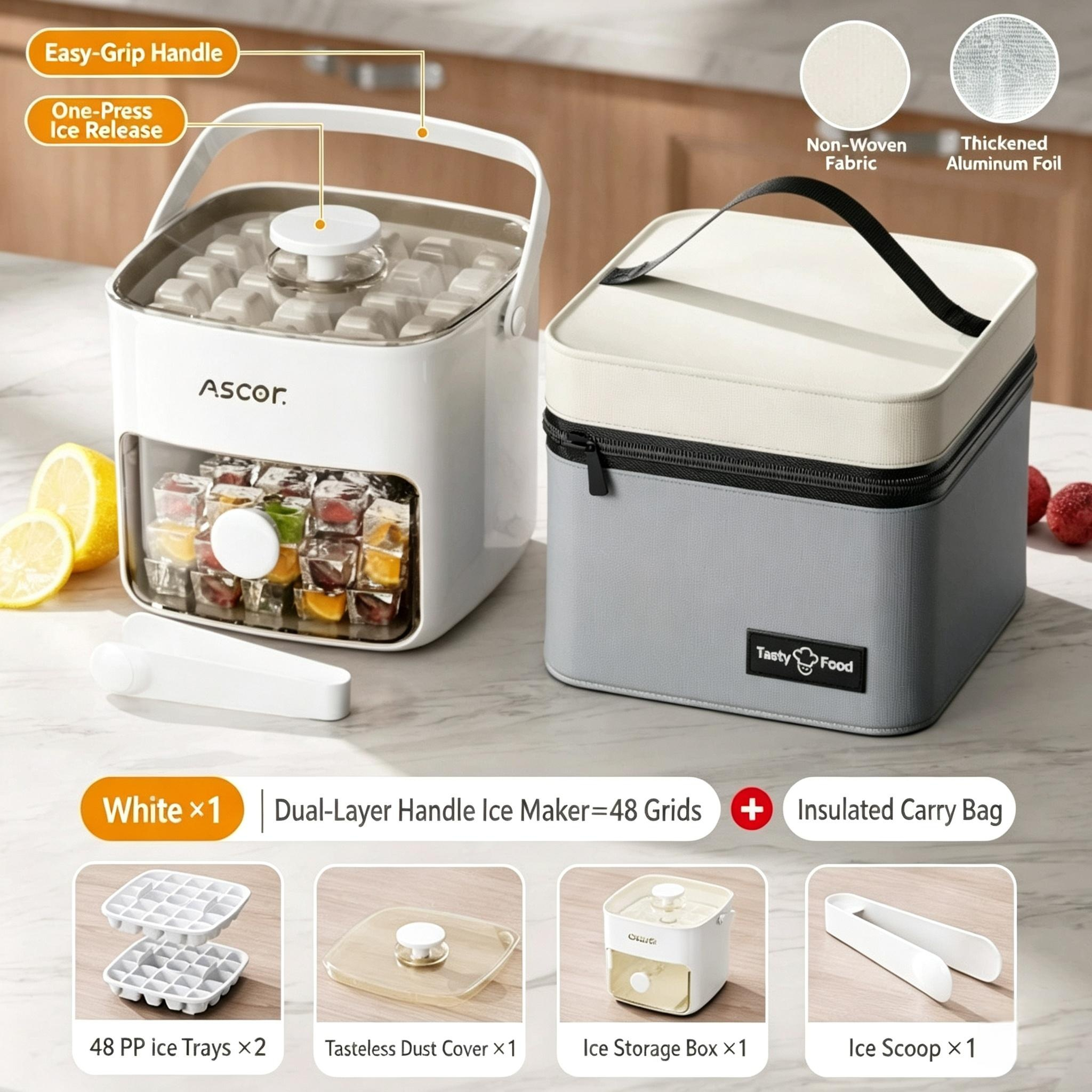 🔥 Limited-time offer: Push-button ice cube tray, ice ball mould, large-capacity ice storage tray, food-grade ice tray for home use