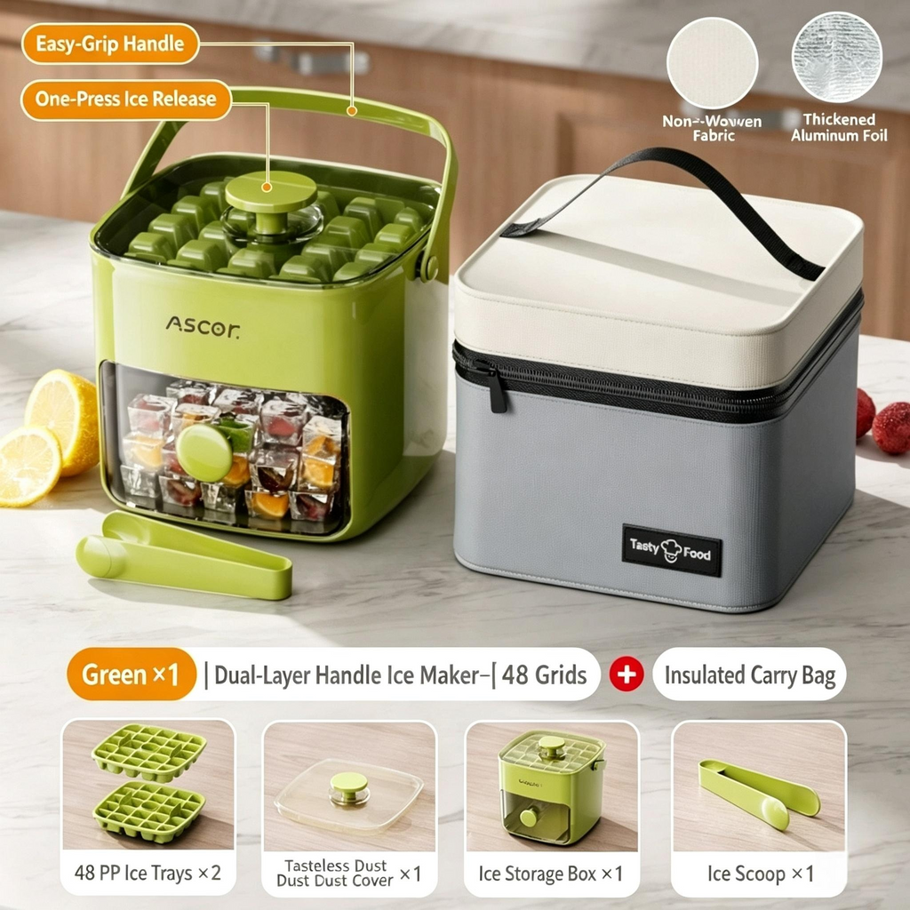 🔥 Limited-time offer: Push-button ice cube tray, ice ball mould, large-capacity ice storage tray, food-grade ice tray for home use