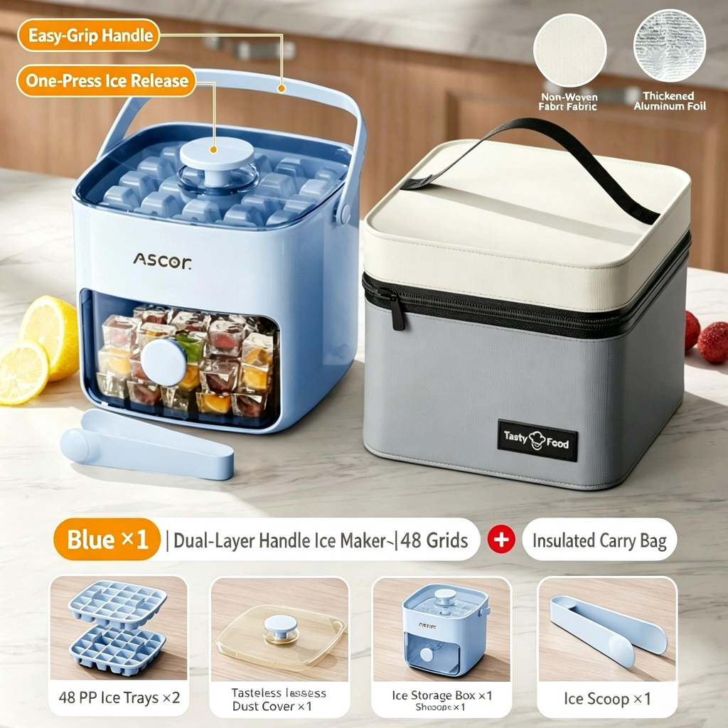 🔥 Limited-time offer: Push-button ice cube tray, ice ball mould, large-capacity ice storage tray, food-grade ice tray for home use