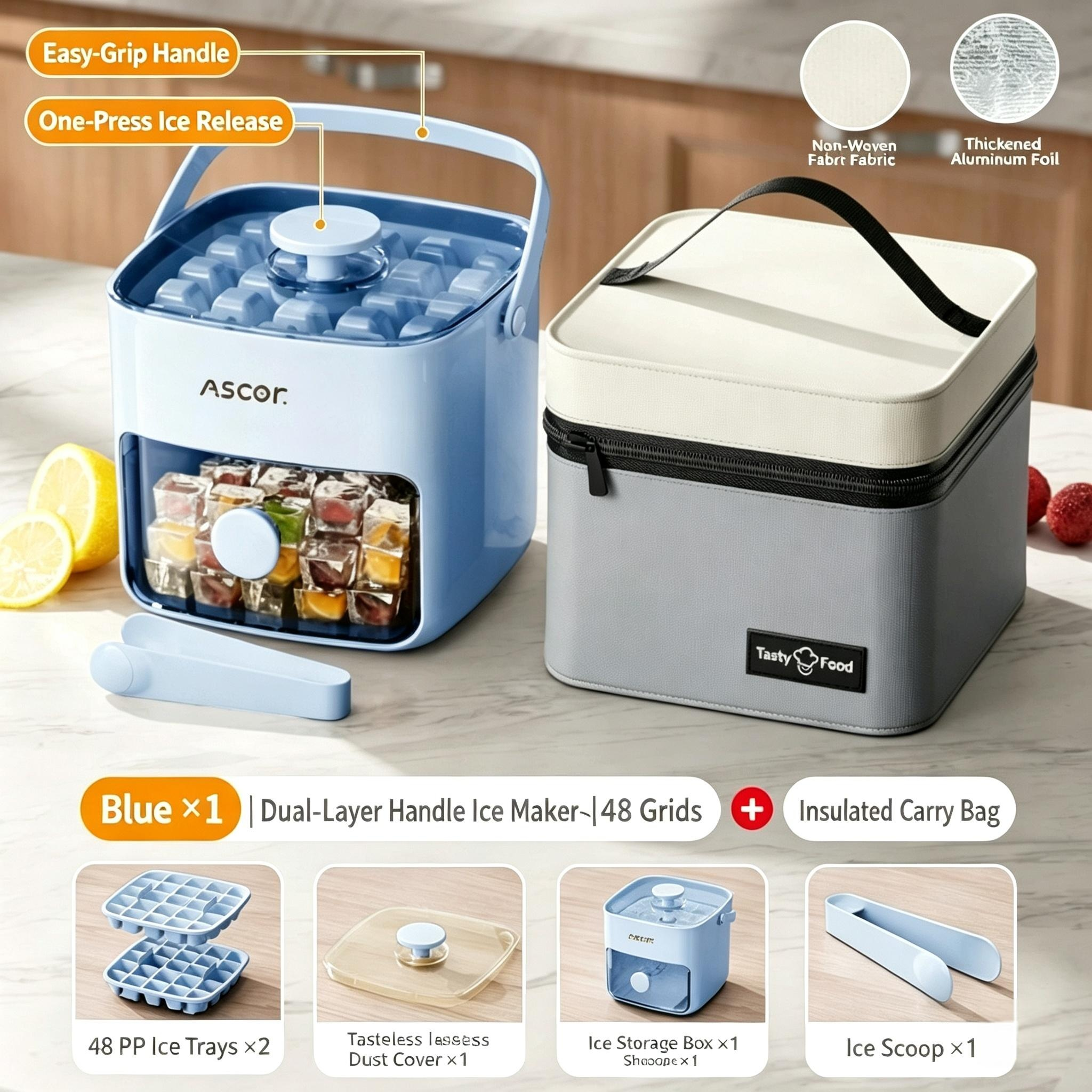🔥 Limited-time offer: Push-button ice cube tray, ice ball mould, large-capacity ice storage tray, food-grade ice tray for home use