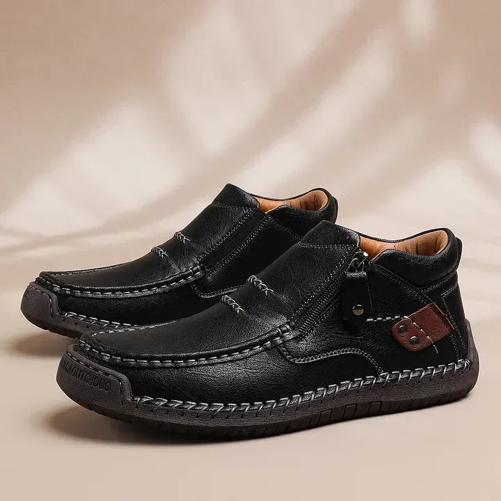Men’s Handmade Premium Leather Slip-On Driving Boots – Wide Toe, Arch Support