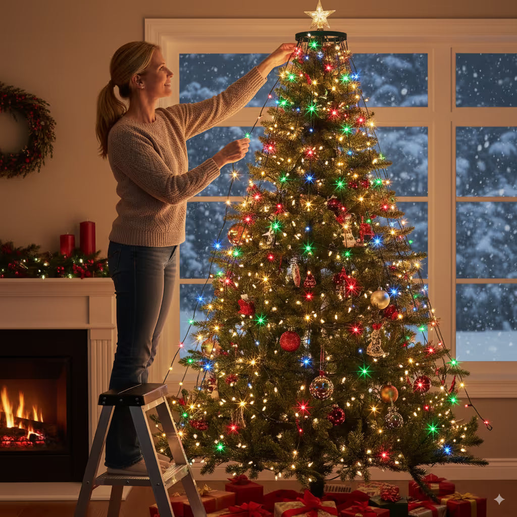 🎄🔥Waterproof Christmas Tree Waterfall Lights with Ring - ✨Quick Setup, 8 Modes– Free Express Shipping