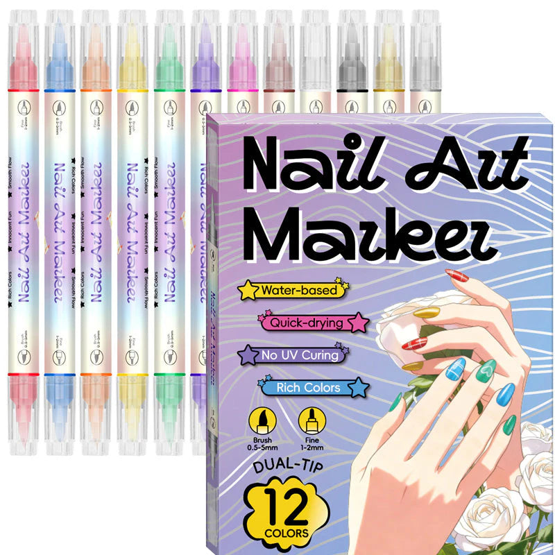 🔥Dual-Tip Nail Art Marker Pen Set