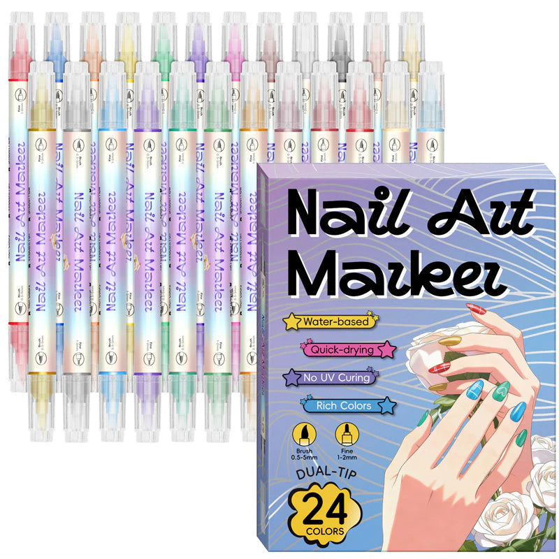 🔥Dual-Tip Nail Art Marker Pen Set